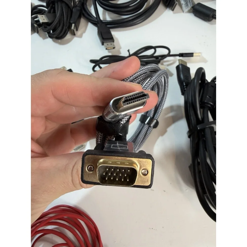 Big Lot of 22 Video, Data, Power Cables: HDMI DisplayPort DVI VGA Type-C Micro